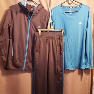 Women's Adidas complete athletic outfit.